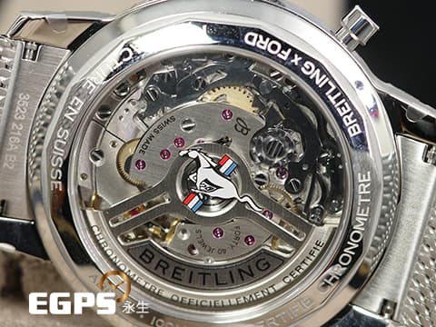 BREITLING 百年靈 Top Time B01系列 Ford Mustang腕錶 福特 野馬跑車 綠色面盤 AB01762 計時碼表 不鏽鋼 自製B01機芯 2025年保單 自動上鍊 41mm
