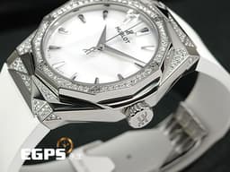 HUBLOT 宇舶 Classic Fusion 經典融合 ORLINSKI 聯名款 550.NS.2200.RW.1804.ORL20 <font color="#dad8d8">原廠鑲鑽 白色切面立體錶盤</font><font color="#ff0000"> </font>鈦金屬+不鏽鋼材質<font color="#ff0000"> 2025年保單 </font>自動上鍊 40mm