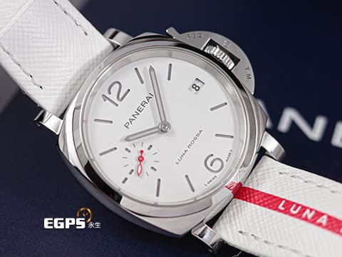 PANERAI 沛納海 Luminor Due Luna Rossa 3 Days PAM01378 三日鍊 小秒針 白色經典三明治夜光面盤 PAM01378 不鏽鋼 2025年保單 最新快拆錶帶 自動上鍊 38mm