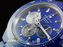 ZENITH 真力時 CHRONOMASTER 49.3102.3600/51.M3100 <font color="#0582f5">藍色陶瓷材質 品牌160週年紀念款 特殊錶盒</font> <font color="#FF0000">2025年保卡 附原廠藍色橡膠錶帶 </font> 自動上鍊 42mm