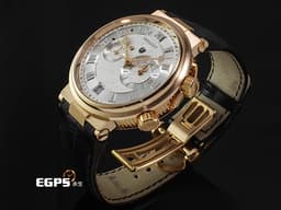 BREGUET 寶璣 Marine Alarme Musicale 航海系列 航海家 5547BR/12/9ZU 18K玫瑰金材質 <font color="#05f0f0">二十四小時第二地時區、動能顯示、鬧鈴功能</font> <font color="#FF0000">2019年保單 台灣公司貨</font> 自動上鍊 40mm