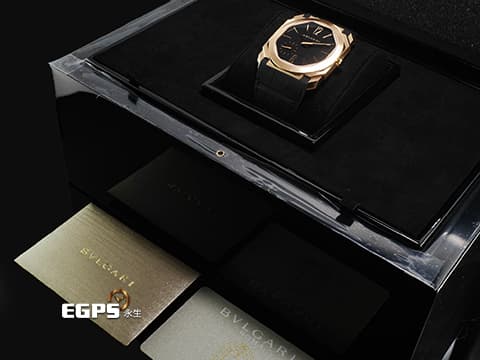 BVLGARI 寶格麗 OCTO Finissimo 103286 18K玫瑰金材質 超薄 鉑金微型自動盤 小秒針 2020年保卡 自動上鍊 40mm