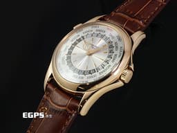 Patek Philippe PP 百達翡麗 Complications 複雜功能時計 World Time 世界時區 5130R 18K玫瑰金材質 <font color="#fdf1b4">金質時標、指針 米白色放射狀雕紋面盤</font> <font color="#05f0f0">不是HONGKONG~ 不是BEIJING~</font> <font color="#fa00fa">極稀少</font><font color="#fafa01">TAIPEI</font><font color="#fa00fa">刻度版</font> 自動上鏈 39.5 mm