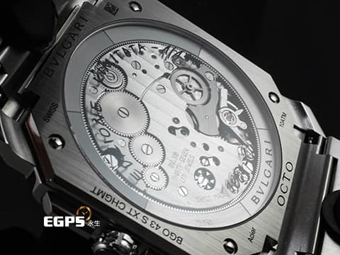 BVLGARI 寶格麗 Bulgari Octo Finissimo系列 104192 手繪機芯草圖銀色面盤 環形自動盤 八角形多稜角設計錶框 小秒針 超薄 GMT 不鏽鋼材質 2024年保卡 限量140支 自動上鍊 40mm