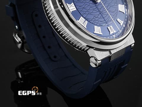 BREGUET 寶璣 Marine 航海系列 航海家 海之王子 5517BB/Y2/9ZU 18K白金材質 寶齊萊藍機刻雕花波浪紋面盤  2019年保單 自動上鍊 40mm