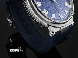 BREGUET 寶璣 Marine 航海系列 航海家 海之王子 5517BB/Y2/9ZU 18K白金材質 <font color="#05f0f0">寶齊萊藍機刻雕花波浪紋面盤</font>  <font color="#FF0000">2019年保單</font> 自動上鍊 40mm