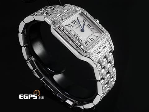 CARTIER 卡地亞 Santos de Cartier 山度士 WSPN0006 小型 不鏽鋼材質 精鑲錶殼、錶圈、錶帶 2023年保卡 石英機芯 27x37mm