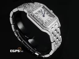 CARTIER 卡地亞 Santos de Cartier 山度士 WSPN0006 小型 不鏽鋼材質 <font color="#05f0f0">精鑲錶殼、錶圈、錶帶</font> <font color="#ff0000">2023年保卡</font> 石英機芯 27x37mm