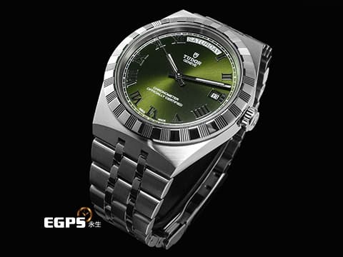 TUDOR 帝舵 Royal 皇家系列 2840D1A0-0003 最新 太陽放射紋綠色面盤 坑紋外圈 不鏽鋼材質 星期、日期顯示窗 2026年新式保卡 自動上鍊 34mm