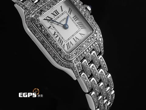 CARTIER 卡地亞 Santos de Cartier 山度士 WSPN0006 小型 不鏽鋼材質 精鑲錶殼、錶圈、錶帶 2023年保卡 石英機芯 23x30mm