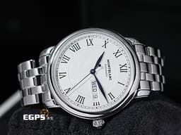 MONTBLANC 萬寶龍 Star Legacy Day Date 明星傳承系列 128687 銀白色放射星形扭索飾紋錶盤 <font color="#0c28b0">藍鋼指針</font> 不鏽鋼 星期日期顯示 大三針 <font color="#ff0000">2026年保單 </font>自動上鍊 39mm