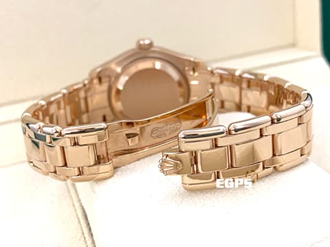 ROLEX 勞力士 Datejust Pearlmaster 80315-72945 18K玫瑰金材質 銀色珍珠母貝面盤 原廠鑲嵌鑽石錶圈 新錶參考訂價:1,080,000元 防偽內圈 自動上鍊 29mm
