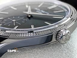 Patek philippe 百達翡麗 PP錶 Calatrava系列 6119G-001 <font color="#05f0f0">炭灰色垂直緞紋面 巴黎釘紋雕飾錶圈 小秒針</font> 18K白金材質 6119 <font color="#FF0000">2025年保單 </font> 手上鍊 39mm