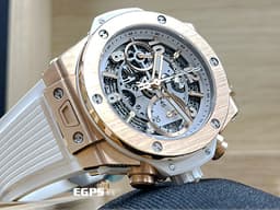 Hublot 宇舶 BIG BANG系列 UNICO 王金白色 441.OE.2011.RW 18K王金材質 <font color="#ff0000">2024年保單</font> <font color="#ffff00"> 白陶瓷 消光白色鏤空面盤 飛返計時碼錶</font> 自動上鍊 42mm