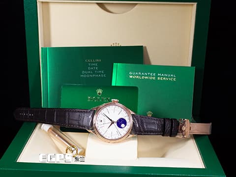 ROLEX 勞力士 Cellini Moonphase 徹利尼 50535 永恆玫瑰金 2023年停產款 藍色琺瑯夜空搭配隕石月球月相 隕石月相星空 2021年新式保卡 自動上鍊 39mm