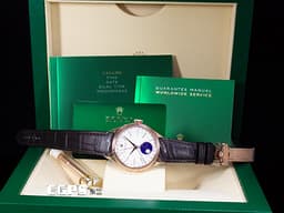 ROLEX 勞力士 Cellini Moonphase 徹利尼 50535 永恆玫瑰金 <font color="#33CCFF">2023年停產款 藍色琺瑯夜空搭配隕石月球月相 <font color="#FFFF33">隕石月相星空</font> </font><font color="#FF0000">2021年新式保卡</font> 自動上鍊 39mm