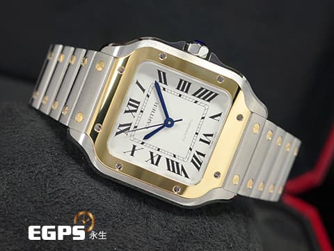 CARTIER 卡地亞 Santos de Cartier 山度士 W2SA0016 中型款 18K黃金 半金款 經典 2025年保卡 附快拆式錶帶 自動上鍊 35.1mm